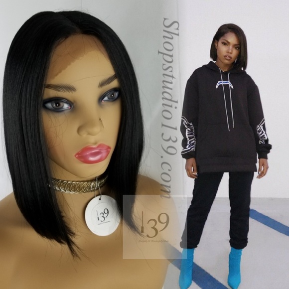 Sexy black lace front wig with deep middle part